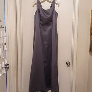 David's Bridal dark lavender bridesmaid gown